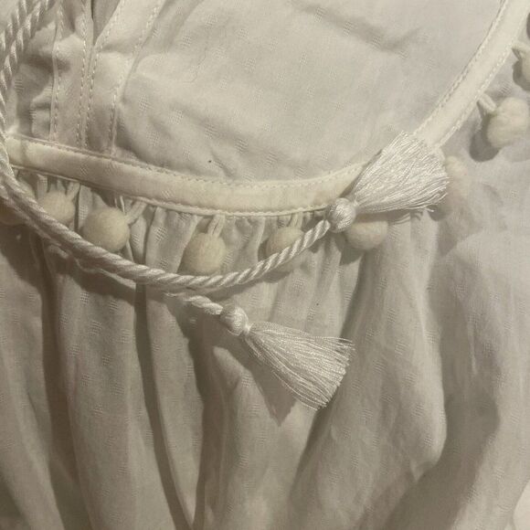 J Crew Pom-Pom Tassel Swim Beach Tunic Top‎ Womens Medium A7444 White - Picture 9 of 9